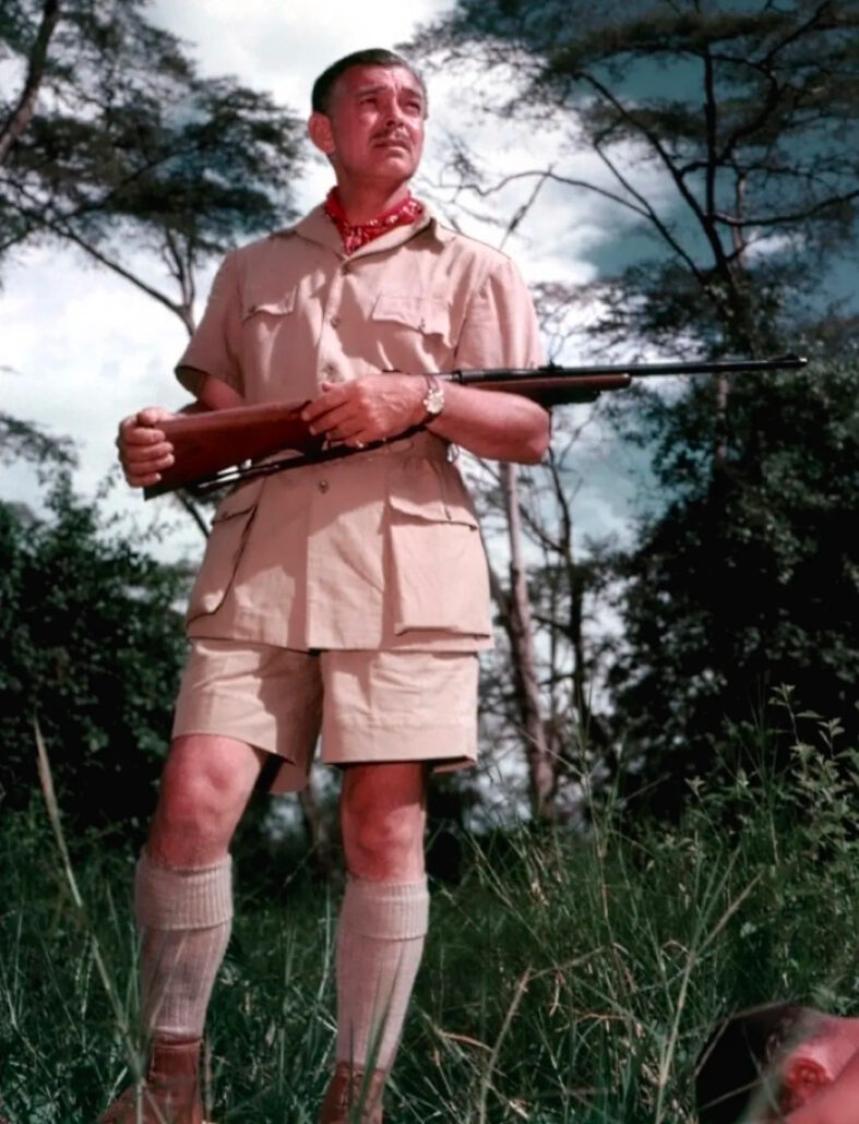 Clark Gable as Victor Marswell in Mogambo (1953) wearing safari gear